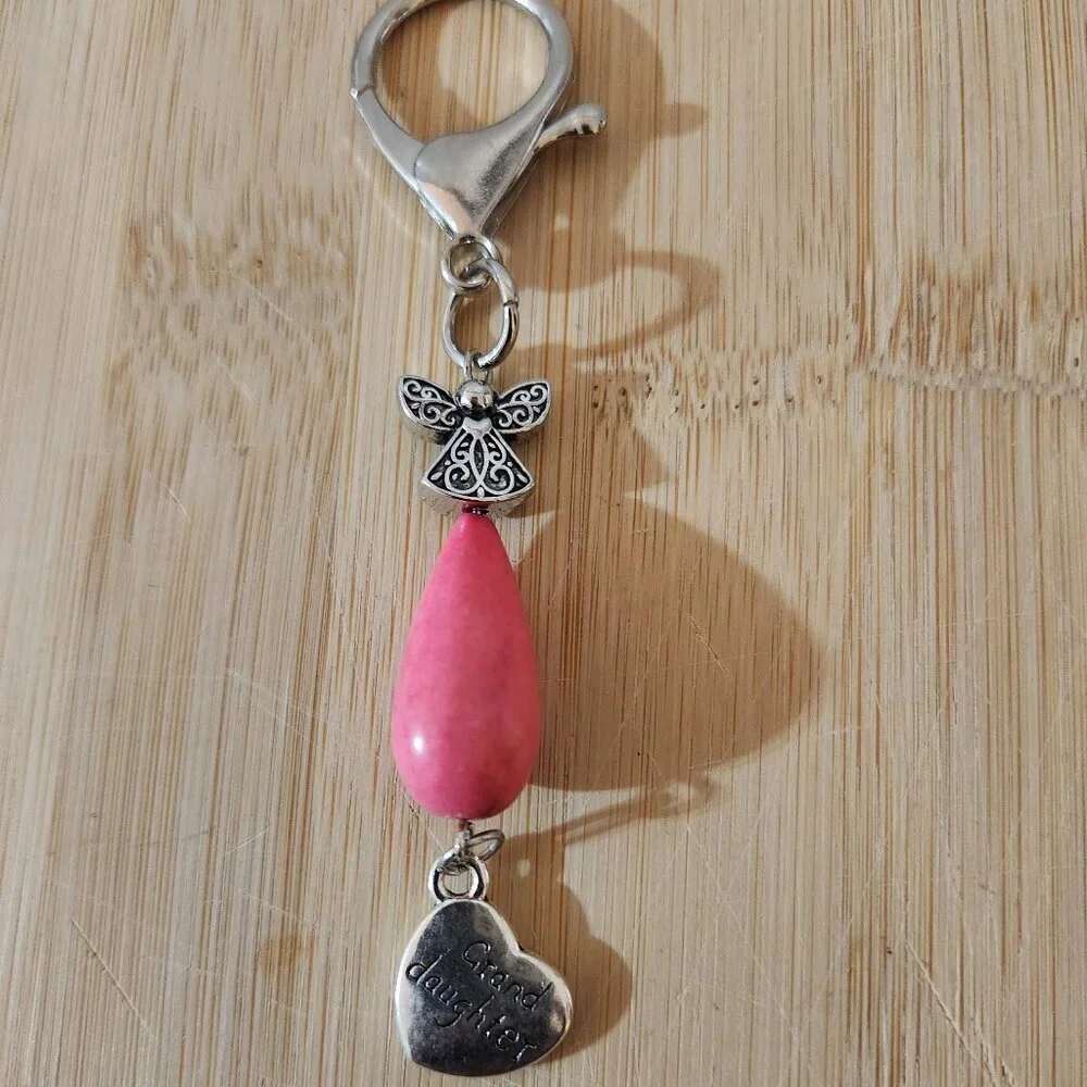 Hand Crafted Angel Purse Charm Granddaughter Personalized Charm Pink